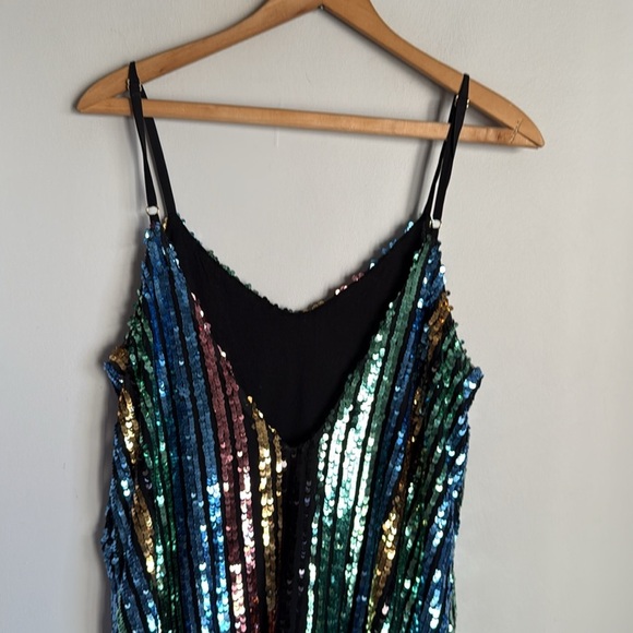 Show Me Your Mumu Vivian Sequin Rainbow Striped Slip Dress Small - Picture 7 of 10